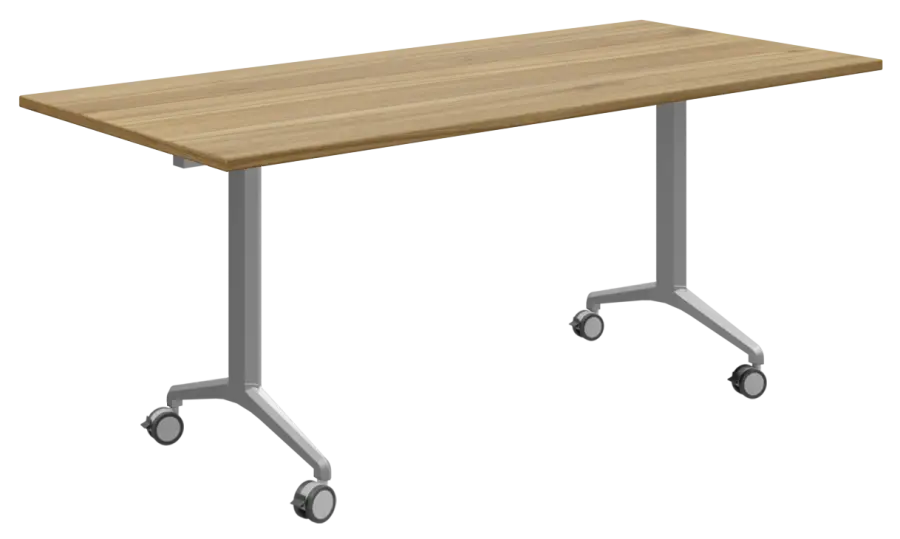 SLKP 180/80 Pojízdný skládací stůl 1800 x 800 mm, deska ořech světlý/nohy stříbrný lak